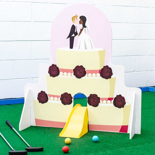 Obstáculo de minigolf, pastel de bodas