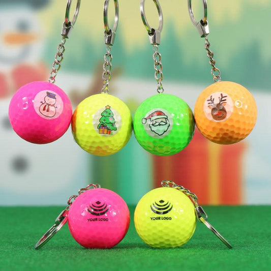 Llaveros navideños de minigolf con la marca