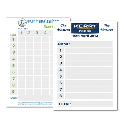 Branded Scorecards - Event Stuff Ltd Owns Putterfingers.com!